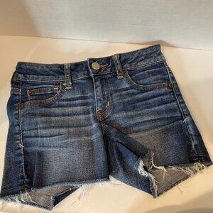 AE American Eagle Outfitters Super Stretch Jean Denim Shortie Shorts Size 0